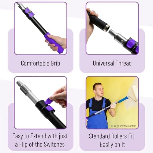 Bates- Telescopic Extension Pole, 3 Ft, Aluminum Alloy, Sturdy Multi-Purpose Extension Pole with Flip-Lock Design for Painting, Dusting and Cleaning - Image 3