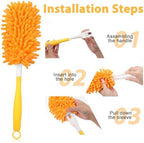 11-Pack Reusable Duster Kit – Heavy Duty Chenille Refills with Handle, 360° Microfiber Dusting for Home & Office (Orange) - Image 4