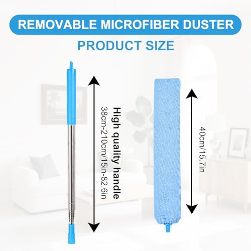 Retractable Gap Duster Cleaner Cleaning Tools with 2 Microfiber Dusting Cloths Washable Duster for Cleaning Under Appliances Furniture Couch Fridge - Image 2