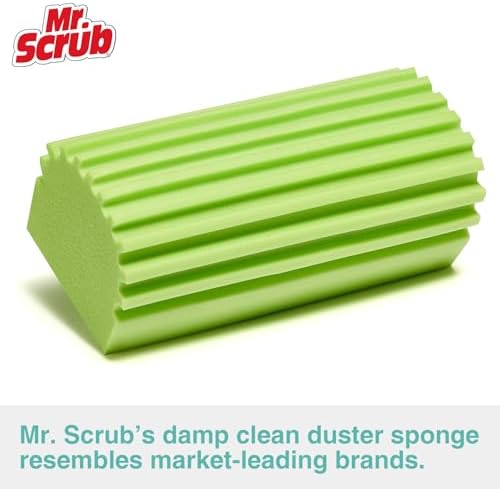4 Pack Damp Dusting Sponge Duster, Green Dust Cleaning Sponge, Reusable Household Cleaning Sponge Tool for Blinds, floorboards, Fan Blades, Vents, Glass, Railings, Mirrors - Image 2