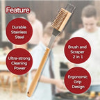 Pizza Oven Brush, 16.9 Inch Grill Cleaning Brush with Scraper, Stainless Steel Bristles with Beech Wood Handle, 2 in 1 Pizza Stones Brush, Ourdoor Pizza Oven Accessories, Heat Resistant - Image 3