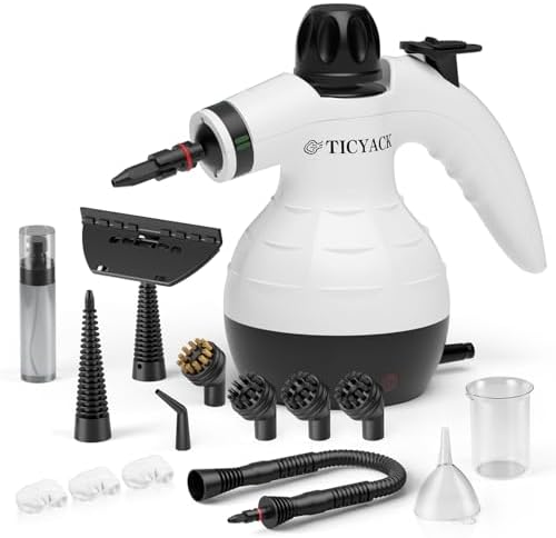 TICYACK Handheld Steam Cleaner with 16 Accessories & Safety Lock, White by VisittheTICYACK