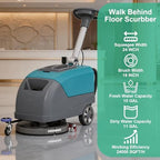 Walk-Behind Floor Scrubber Dryer with 16" Scrub Path, 24" Suction Width, 11-gal Sewage Tank, 10-Clear water tank, Foldable Walk Behind Hand Push Floor Scrubber 24000 Sqft/h - Image 2