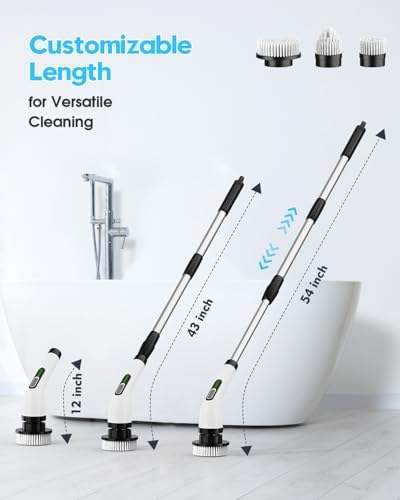 Highyes Electric Spin Scrubber for Cleaning Bathroom: Cordless Power Shower Scrubber - Electric Cleaning Brush for Tile Tub - Image 3