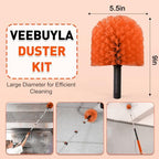 18FT Reach Cobweb Duster with Extension Pole - Spider Web Brush for Cleaning with 3-12FT 4-Section Flip-Lock Telescopic Pole, Effortlessly Cleans High Indoor & Outdoor Webs - Image 2