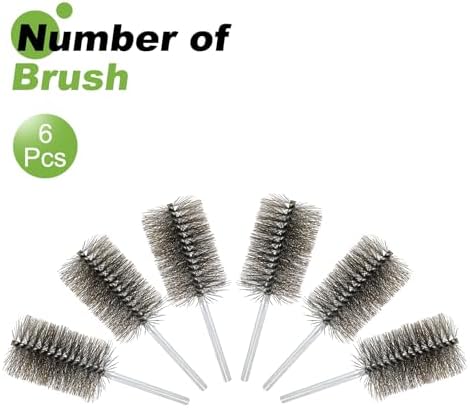 HARFINGTON 6pcs Wire Bore Brush Set 8 Inch Length 2.4 Inch Shank Stainless Steel Bristles Cleaning Brush for Clean Car Part Tube Kitchen Garage - Image 3