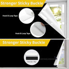 100% Blackout Window Cover Curtains for Bedroom 57x40Inch,No Drill,DIY Cut Portable Removable Black out Shades Blinds Cover for Baby Nursery,RV,Media Room,Hook&Loop Tape Straps Stickers,Magnetic Clips - Image 4