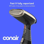 Conair Handheld Steamer for Clothes & Upholstery, 3 Attachments, Black - Image 2