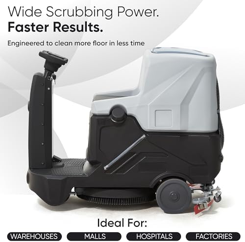 Battery Powered Ride-On Commercial Floor Scrubber Machine, 22" Brush, 31.5" Squeegee Width, 19 gal Solution Tank, 20 gal Recovery Tank, 5 hr Use 7 hr Charge, 200 RPM, 48,400 Sqft/H, Batteries Included - Image 5