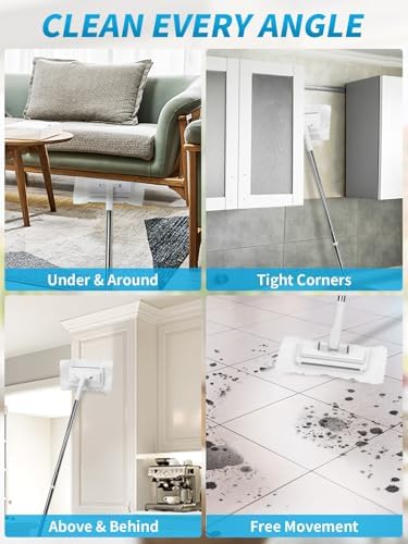 Press Grip Mini Mop with 10 Reusable Cloths, 50 Inch Long Handle Cloth Changing Mop, Compact Flat Mops with Wall Hook for Wet Dry Cleaning Floors Walls Windows Bathroom Tight Spaces - Image 4