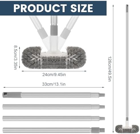 Hoklnuse Deck Brush 120°Swivel Floor Scrubber Shower Scrub Brush - Image 2