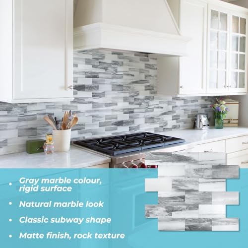 STICKGOO 10-Sheets Subway Tiles Peel and Stick Backspalsh, Gray - Image 2