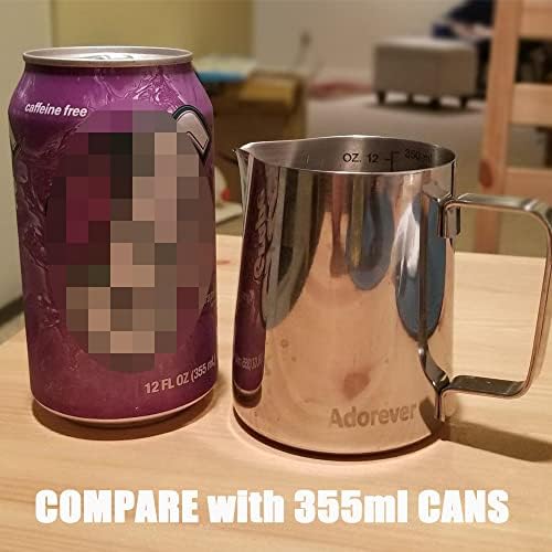 Milk Frothing Pitcher, Thicker Version 350ml 12oz Steaming Pitchers Stainless Steel Milk Coffee Cappuccino Latte Art Barista Steam Pitchers Milk Jug Cup with Decorating Pen - Image 5