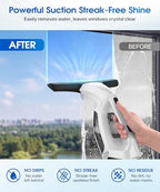 Window Vacuum Squeegee Cordless, 3-in-1 Electric Window Cleaner Tool with Spray & Microfiber Pad, Streak-Free 2200Pa Suction for Glass, Shower Doors, Mirrors, Tiles and Car Windows - Image 3