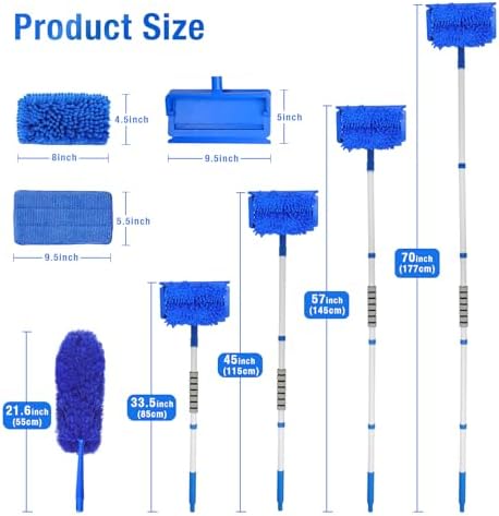 Ceiling Fan Cleaner Duster with 72" Extension Pole & 4 Reusable Pads, High Ceiling Fan Blade Cleaning Tool, Flexible Microfiber Duster for Baseboard,Blinds,Cobwebs,Floor, -Lightweight & Washable - Image 4