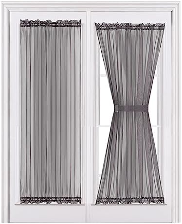 MIULEE Dark Grey 40 x 72 Inches Sidelight Sheer Curtains for French Door by MIULEE