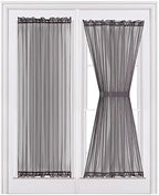 MIULEE Dark Grey 40 x 72 Inches Sidelight Sheer Curtains for French Door by MIULEE