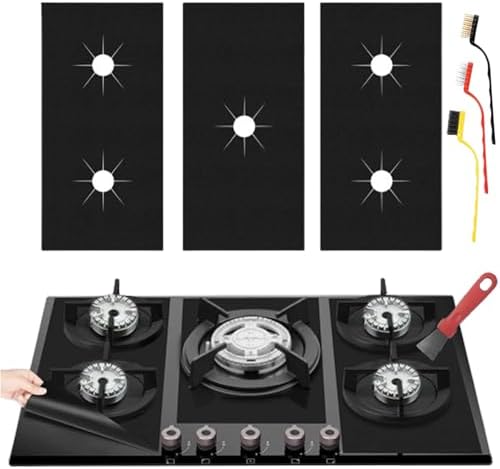 3Pcs Stove Guard for Gas Stoves, 0.3mm Stove Top Covers for Gas Burners, Easy-Clean Reusable Stove Surface Shields-Heat-Resistant Gas Range Protectors, Burner Covers for Gas Stovetop by Unknown