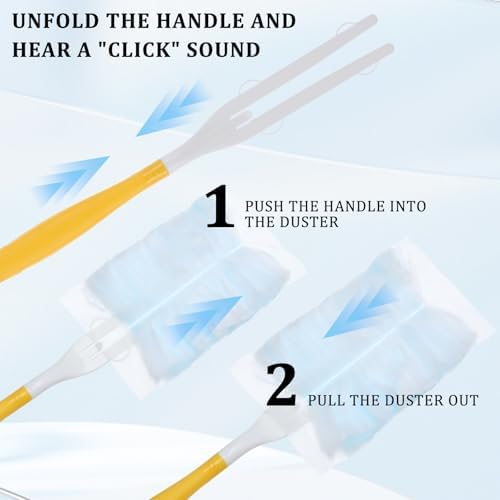 60 PCS 180° Duster Refills Compatible with Dusters 180 Handle Dusters, Heavy Duty Multi-Surface Duster Replacement with 1 Extra Handle, Unscented - Image 2