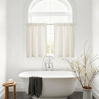 Natural Linen Cafe Short Curtains 30 Inch Length 2 Panels Semi Sheer - Image 2