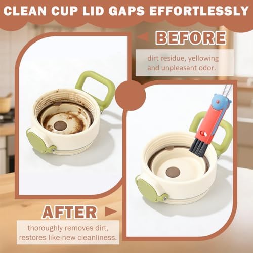 3 in 1 Cup Lid Cleaning Brush, Multifunctional Crevice & Gap Cleaner for Water Bottles, Insulated Cups and Tumblers, Deep Cleaning Tool for Home & Kitchen, Portable Travel Lid Cleaner Set (4 PCS) - Image 5