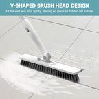nacena Shower Scrubber with Long Handle, 4 in 1 Tile Tub Scrubber Brush with 3 Detachable Cleaning Heads and V-Shaped Grout Brush Shower Cleaner Brush for Bathroom Kitchen Toilet Tub Sink, Grey White - Image 5