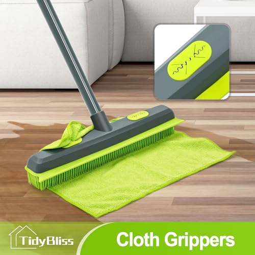 TidyBliss Pet Hair Removal Rubber Broom with Silicone Squeegee (Green) - Image 4