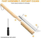 21'' Pizza Brush with Stainless Steel Stone Scraper - Brass Bristles - Wood Handle - Hanging Ring - Outdoor Pizza Oven Accessory - Compatible with Ooni, Gozney, Blackstone, Solo Stove Ovens - Image 5