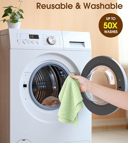Microfiber Cleaning Cloth Roll, 100 Pack 12 x 12 Inch Tear Away Reusable Paper Towels, Thick Cleaning Towels, Absorbent Lint Free Washable Rags for Kitchen, Car, Garage and Workshop - Bean Green - Image 7