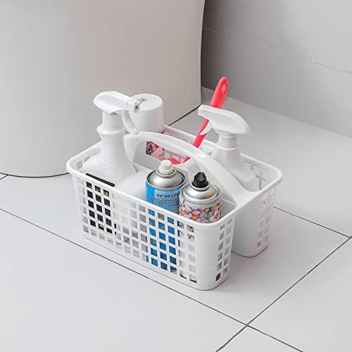 Portable Shower Caddy Basket Plastic Storage Basket with Compartments White - Image 3