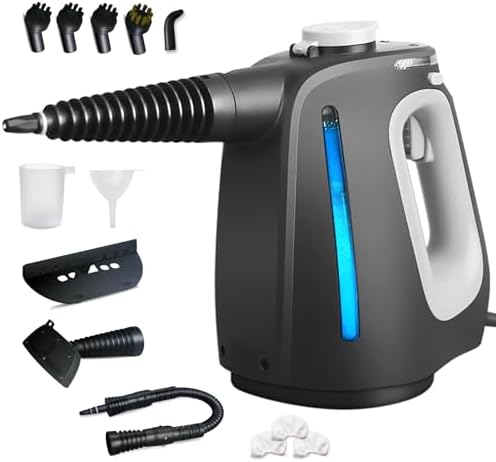 Pressurized Handheld Steam Cleaner with 14 PCS Accessories&Safety Lock, Multi-Purpose Hand Steamer for Cleaning, Portable Steam Cleaner for Home,Car,Grout,Furniture,Bathroom,Kitchen,Tiles&Couch by Unknown