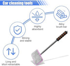 Car Windshield Cleaner Tool, Retractable Rearview Mirror Brush with Extendable Handle, Microfiber Window Washing Pad, Portable Auto Glass Wiper for Car Home Office(Pink) - Image 3