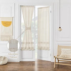 Non-See-Through French Door Curtains 68 Inch Long Set Natural Linen - Image 5