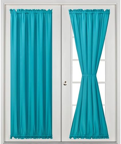Hiasan French Door Curtains Privacy, Turquoise, 52W x 72L, 1 Panel - Image 2