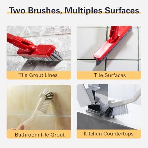 Foxtrot Living Grout Brush with Long Handle and Scrubber, Telescopic - Image 5