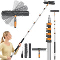 26Ft Window Squeegee with 5-19 FT Extension Poles, 2-in-1 Window Cleaning Kit with Telescopic Pole, Extra-Large 14" Window Squeegee Window Cleaner Tool with Adjustable Head, for High Window, Glass, RV by Bestnifly
