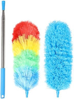 Rainbow Extendable Static Duster Reusable Microfiber Duster with 100" Telescoping Pole, Beandable and Washable Dusters Head for Cleaning Ceiling, Fan, Furniture by iHUFeather