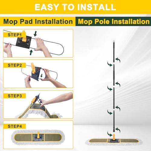24" Commercial Dust Mop with 2 Replacement Mop Pads, 60.5 Inch - Image 5