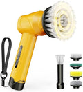 Battery Electric Spin Scrubber Q4, Handheld Scrubber for Cleaning with Display, Power Dish Scrubber with 5 Heads, Shower Cordless Cleaning Brush for Bathroom/Sink/Window by qimedo