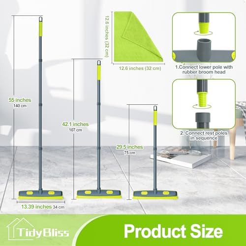 TidyBliss Pet Hair Removal Rubber Broom with Silicone Squeegee (Green) - Image 5
