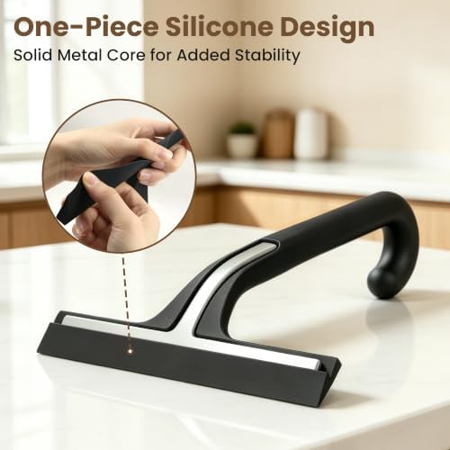10 Inch Silicone Shower Squeegee for Glass Doors, Streak-Free, Black - Image 5