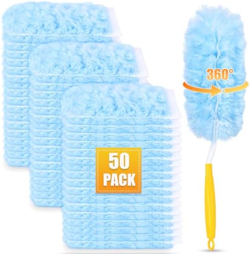 50 Pack Duster Refills for Swiffer Duster, Disposable Duster Refill Kit for Cleaning Home, Office, Ceiling Fans, Furniture (50 Count Refills +2 Handles) by WSPER