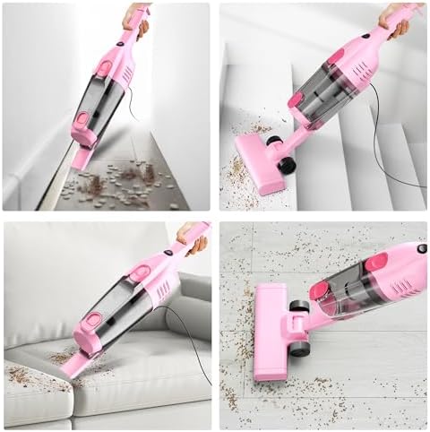 Vazone R6X Corded Stick Vacuum Cleaners for Home, 20Kpa Powerful Suction Stick Vacuum with 16Ft Cord, 2 in 1 Lightweight Handheld Vacuum Cleaner for Hardwood Floor Pet Hair (Cerise) - Image 6