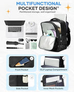 coofay Black Travel Backpack Carry on Flight Approved Mochila De Viaje Personal Item Backpack for Airlines Frontier Airlines Personal Item Bag Large Backpack for Travel Backpacks for Men Women - Image 6