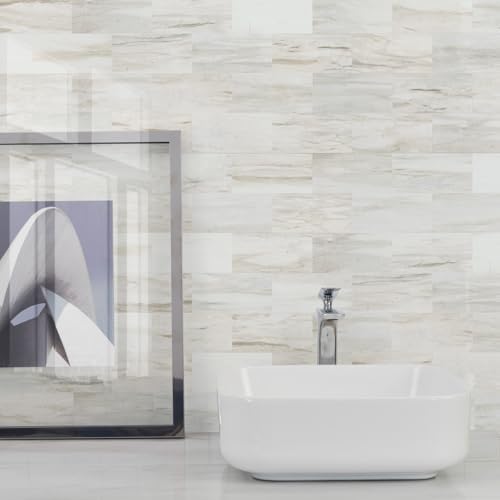 STICKGOO 1/3 Sheet Subway Tile Peel and Stick Backsplash, Seamless Design Polished Eurasia Pinkish-Beige Kitchen Backsplash Wall Tiles(Only 1/3 Sample) - Image 6