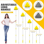 JEHONN Wall Mop with Long Handle 80 Inches, Upgraded 180° Collapsible Baseboard Cleaner Tool with Squeegee, Ceiling Duster with 3 Microfiber and 3 Chenille Pads for Cleaning Window, Cabinet (Yellow) - Image 3