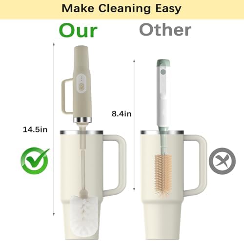 5-in-1 Long Handle Electric Bottle Brush Cleaner and Straw Cleaning Brush with Removable Brush Head, Multi-Function Rechargeable,for Stanley Cups, Baby Bottles, Pacifiers, Coffee Cups, Sports Bottles - Image 3