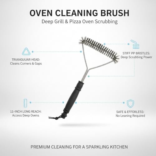 11 Inch Oven Cleaning Brush with Long Wooden Handle, Stiff PP Bristles for Grill and Pizza Oven Scrubbing (1 PC) - Image 5