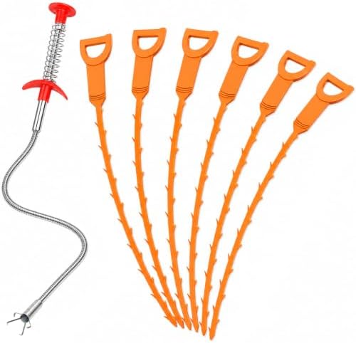 Drain Clog Remover Snake Tool for Hair and Debris, Unclog Toilet, Sink, Shower, Bathtub, Sewer by DOMEJO