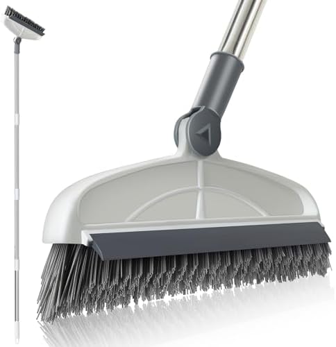Grout Cleaner with Long Handle & Stiff Swivel Bristles - 2-in-1 Scrubber and Scraper, Tapered Design for Tile Floors, Baseboards, and Tight Spaces by TREASUREHOME